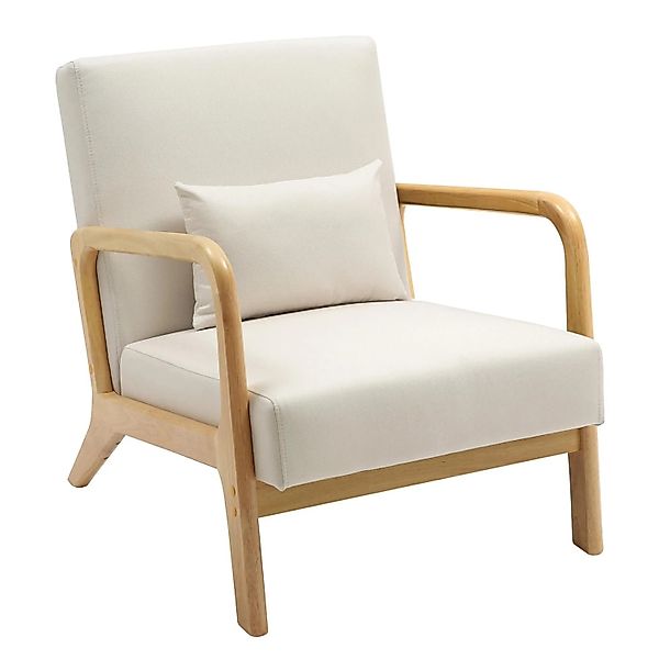 DELUKE Lounger Sessel DUBAI Holz Creme 64x80x74cm Loungesessel Wohnzimmer B günstig online kaufen