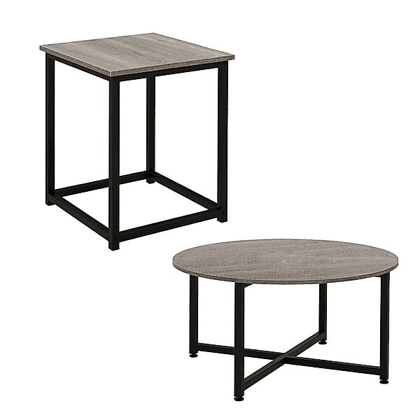 Costway 3er Set Couchtisch Beistelltisch Metallrahmen Sofatisch Grau günstig online kaufen