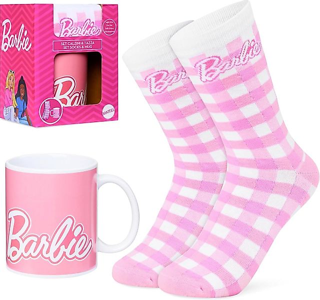 Barbie Plüschfigur Barbie Tasse und Socken Geschenk Set für Fans (Rosa) günstig online kaufen