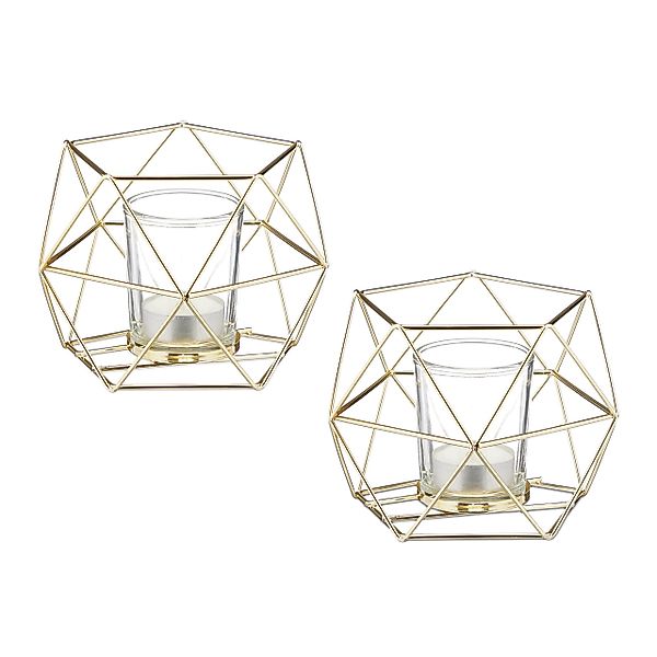 relaxdays Teelichthalter Geometrischer Teelichthalter im 2er günstig online kaufen