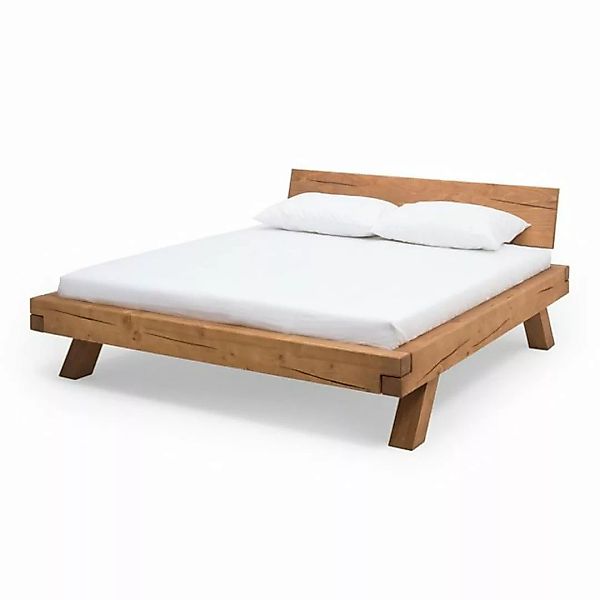 GMD Living Bett MOSTAR (1-tlg), Balkenbett mit vier schrägen Holzbeinen, Li günstig online kaufen