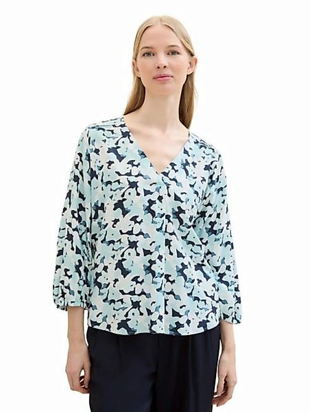 TOM TAILOR Blusenshirt v-neck blouse, blue small floral design günstig online kaufen