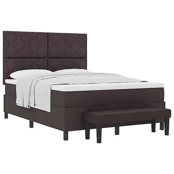 vidaXL Bett Boxspringbett mit Matratze & Bank Dunkelbraun 140x200 cm Stoff günstig online kaufen