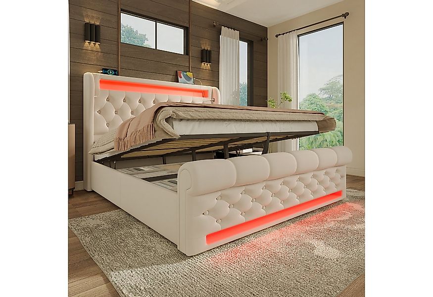 BlingBin Polsterbett Stauraumbett (1-tlg., Funktionsbett mit Lade- und Lich günstig online kaufen