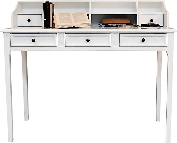 Leonique Sekretär »Virginia«, Sekretär, weiß, Holz, 5 Schubkästen, 6 Fächer günstig online kaufen