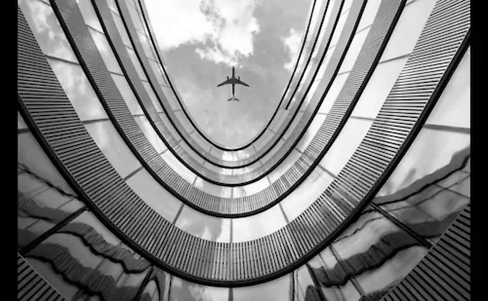 Papermoon Fototapete »Flugzeug über Gebäude« günstig online kaufen