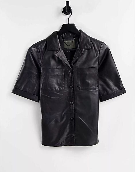 Muubaa – Lederhemd in Schwarz günstig online kaufen