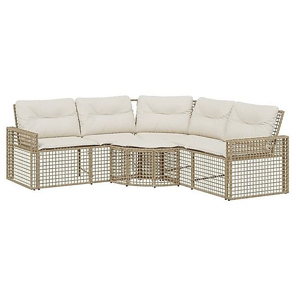 vidaXL Loungesofa Gartensofa in L-Form mit Kissen und Fußbank Beige Poly Ra günstig online kaufen