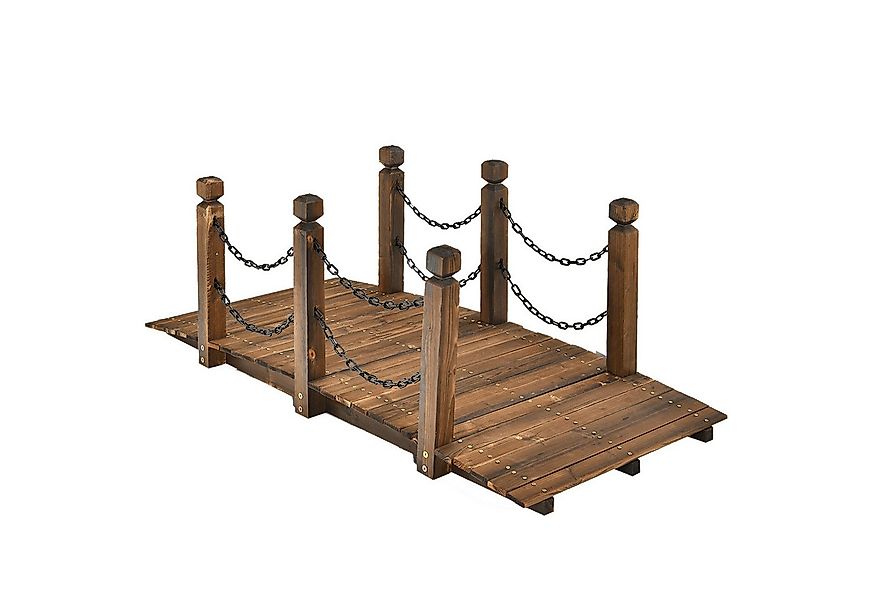 KOMFOTTEU Zierbrücke Holzbrücke, 150 x 67 x 55cm, aus Fichtenholz und Eisen günstig online kaufen