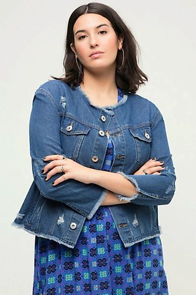 Studio Untold Jackenblazer Jeansjacke Regular Fit Destroy-Effekte Patches günstig online kaufen
