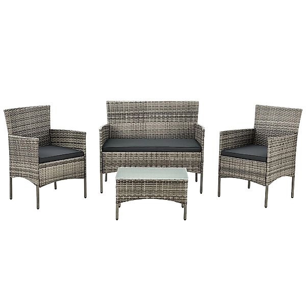 Juskys Gartenlounge-Set Fort Myers, wetterfeste Polyrattan Sitzgruppe für 4 günstig online kaufen