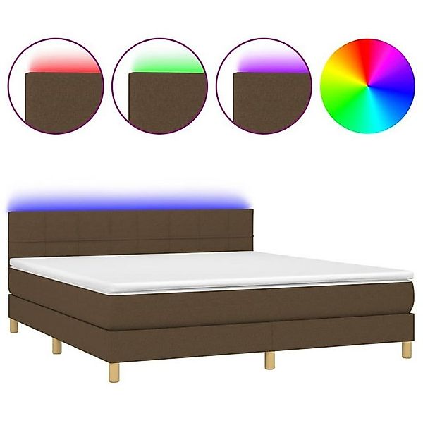 vidaXL Boxspringbett Boxspringbett mit Matratze LED Dunkelbraun 160x200 cm günstig online kaufen