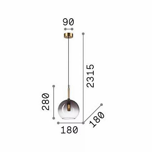 Ideal Lux Hängeleuchte Empire Sfera, Glas klar/rauchgrau günstig online kaufen