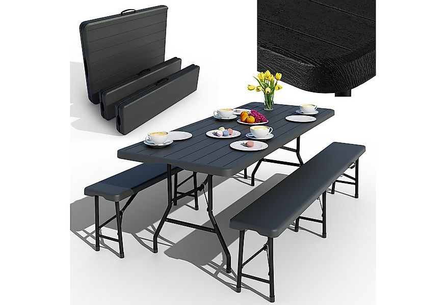 Onbest Bierzeltgarnitur SET klappbar Tragegriff 300kg, (3-tlg), Holzoptik, günstig online kaufen