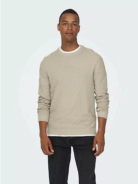 ONLY & SONS Strickpullover Design Pullover Geripptes Karo Strick Muster ONS günstig online kaufen