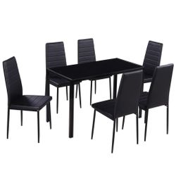 vidaXL Essgruppe 7-tlg. Essgruppe Schwarz, (6-tlg) günstig online kaufen