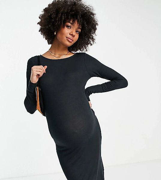 Mamalicious Umstandsmode – Kurzes Bodycon-Kleid aus Jersey in Schwarz günstig online kaufen