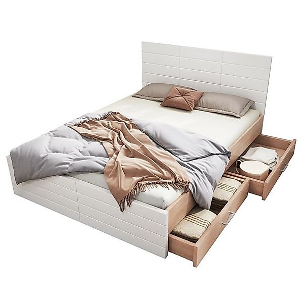 BlingBin Stauraumbett Doppelbett Holzbett (1-tlg., 140×200cm mit 2 Schublad günstig online kaufen