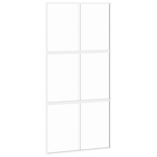 vidaXL Schiebetür Weiß 102,5x205 cm Hartglas und Aluminium 155218 günstig online kaufen