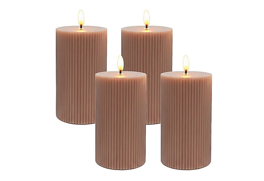 relaxdays LED-Kerze 4er Set 13 cm, Altrosa günstig online kaufen