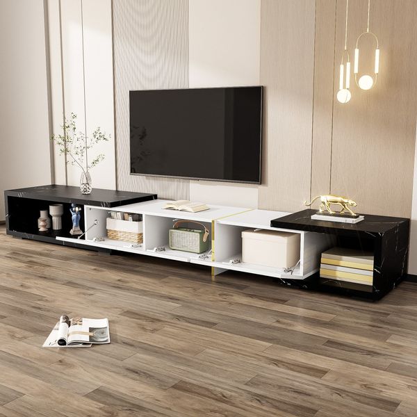 Merax Lowboard Hochglanz-TV-Schrank mit verstellbarer Länge günstig online kaufen