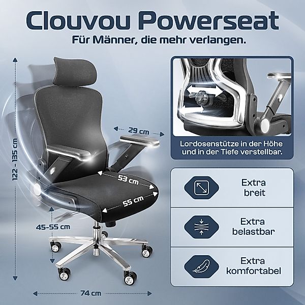 CLOUVOU Schreibtischstuhl PowerSeat Bürostuhl Ergonomisch, Gaming günstig online kaufen