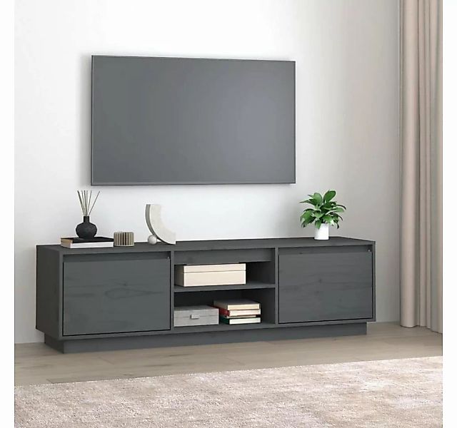 furnicato TV-Schrank Grau 140x35x40 cm Massivholz Kiefer günstig online kaufen