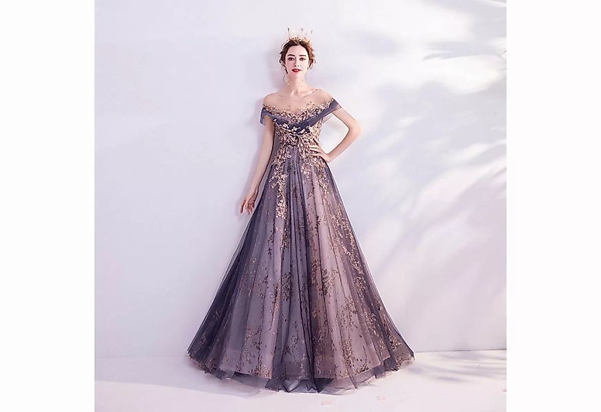 FIDDY Abendkleid Lila Kleid-A-Linien-Kleid-Brautkleid-Maxikleid-Of-Shoulder günstig online kaufen