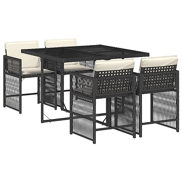 vidaXL 5-tlg Garten-Essgruppe mit Kissen Schwarz Poly Rattan Modell 169 günstig online kaufen