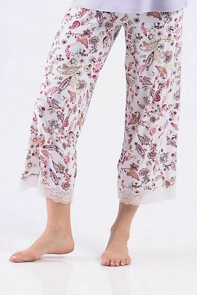 Nina Von C. Pyjamahose Damen Pyjamahose 3/4 lang (1-tlg) mit Spitze abgeset günstig online kaufen