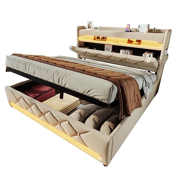 REDOM Polsterbett Modernes Bett mit Ladefunktion und Stauraum (Struraumbett günstig online kaufen