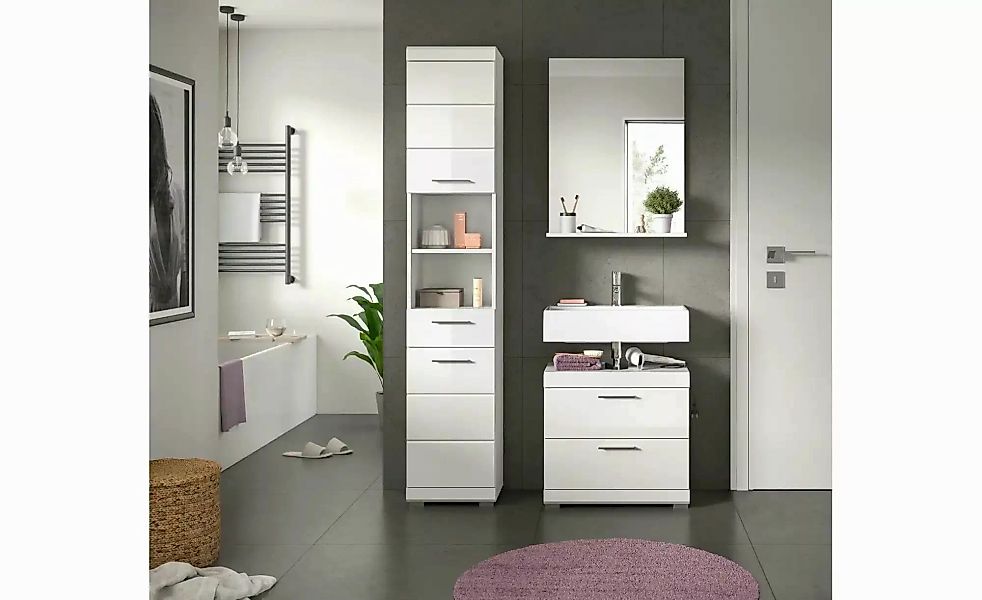 Badmöbel-Set SCHLOONSEE  3 teilig  bestehend aus: Hochschrank  Waschbeckenu günstig online kaufen