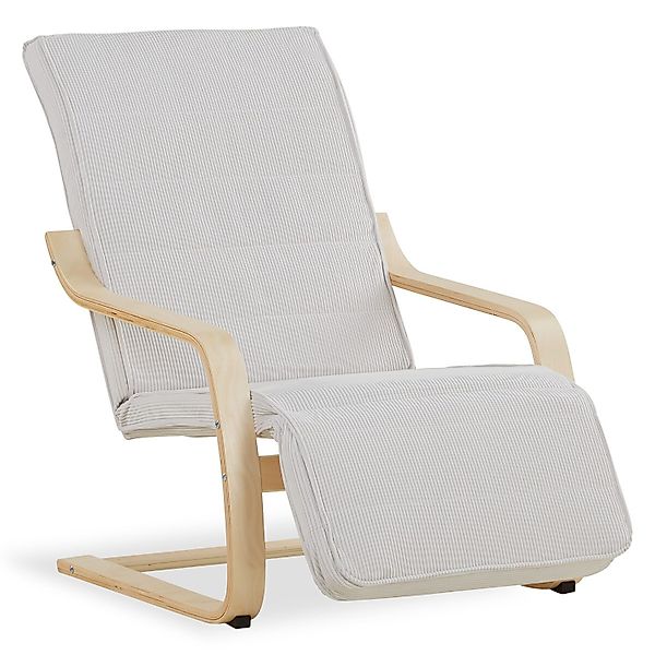 Homestyle4u Relaxsessel Sessel Cord Stoff Hellgrau günstig online kaufen
