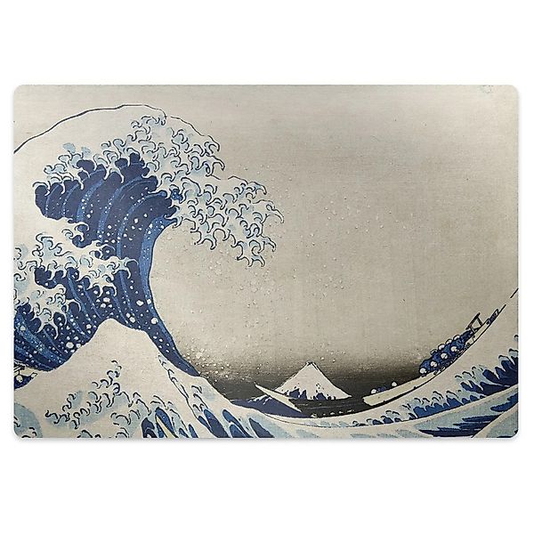 Tulup Bodenschutzmatte Japanische Kunst Bürostuhlmatte 140x100 cm Blau Stuh günstig online kaufen