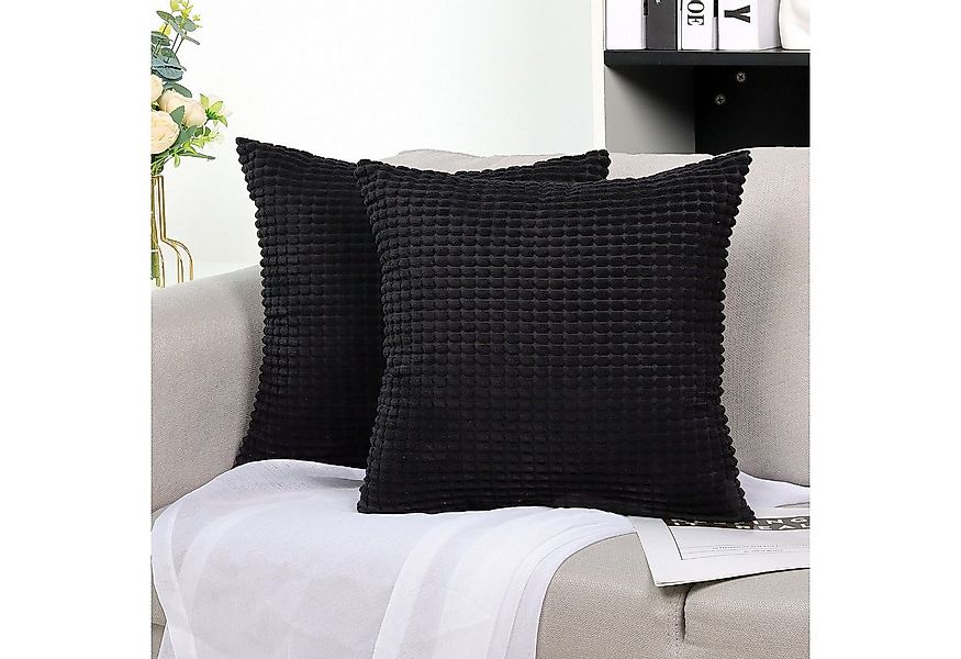 TAN.TOMI Kissenbezüge Kord Uni 2er Set Kissenbezug flauschig körnig Farbver günstig online kaufen