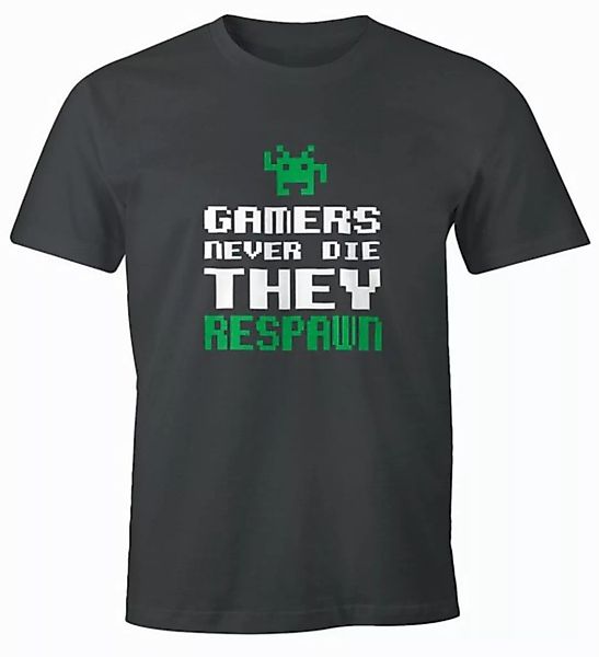 MoonWorks Print-Shirt Herren T-Shirt Gamers never die they respawn Spruch P günstig online kaufen