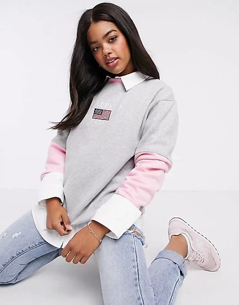 Daisy Street – Übergroßes Sweatshirt mit New York-Stickerei und Farbblock-D günstig online kaufen