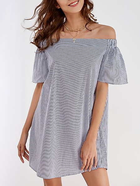Nadelstreifen schulterfrei Mini Kleid günstig online kaufen