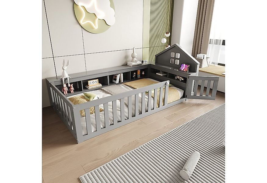 Merax Kinderbett mit Dach und Fenster (Massivholz Einzelbett Jugendbett, 1- günstig online kaufen