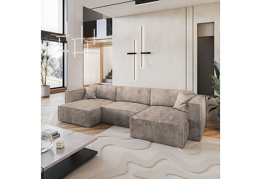 Masseno Ecksofa SARMO mit Schlaffunktion U-Form, Sofa mit Bettkasten günstig online kaufen