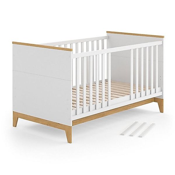 VitaliSpa® Babybett Malia, Weiß/Eiche, 70x140 cm günstig online kaufen