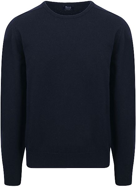 William Lockie O-Auschnitt Pullover Lammwolle Dunkelblau - Größe L günstig online kaufen