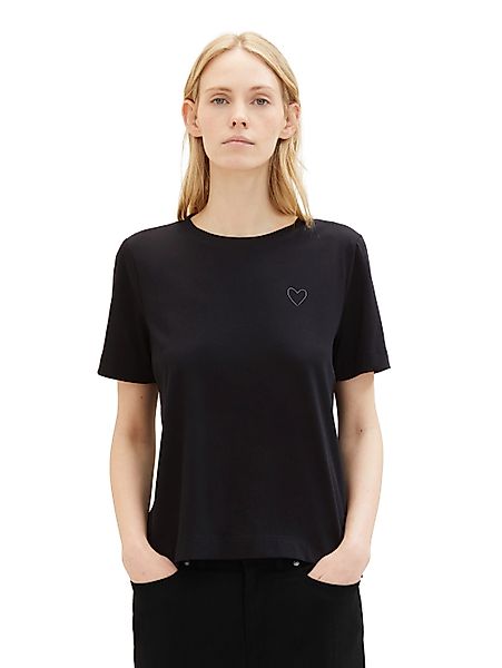 TOM TAILOR Rundhalsshirt mit Herzmotiv als günstig online kaufen