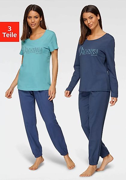 Vivance Dreams Pyjama, (Set, 3 tlg.), mit Frontschriftzug günstig online kaufen