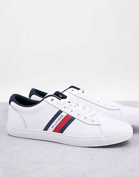 Tommy Hilfiger – Essential – Sneaker aus Leder mit Streifen in Weiß günstig online kaufen