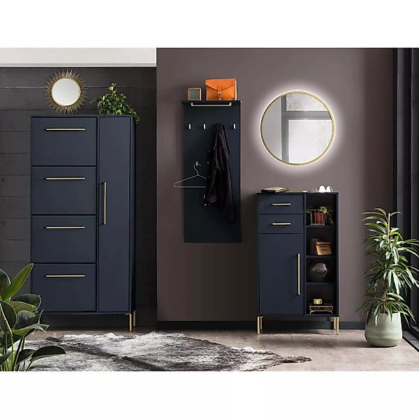 Garderoben Möbel Set inkl. Schuhschrank und LED-Spiegel KELLA-80 in nachtbl günstig online kaufen