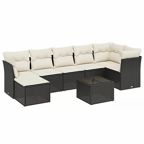 vidaXL 8-tlg Garten-Sofagarnitur mit Kissen Schwarz Poly Rattan Modell 106 günstig online kaufen