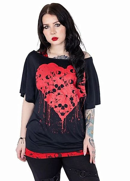 Heartless 2-in-1-Top Skull Heart Totenkopf Herz Print Shirt günstig online kaufen