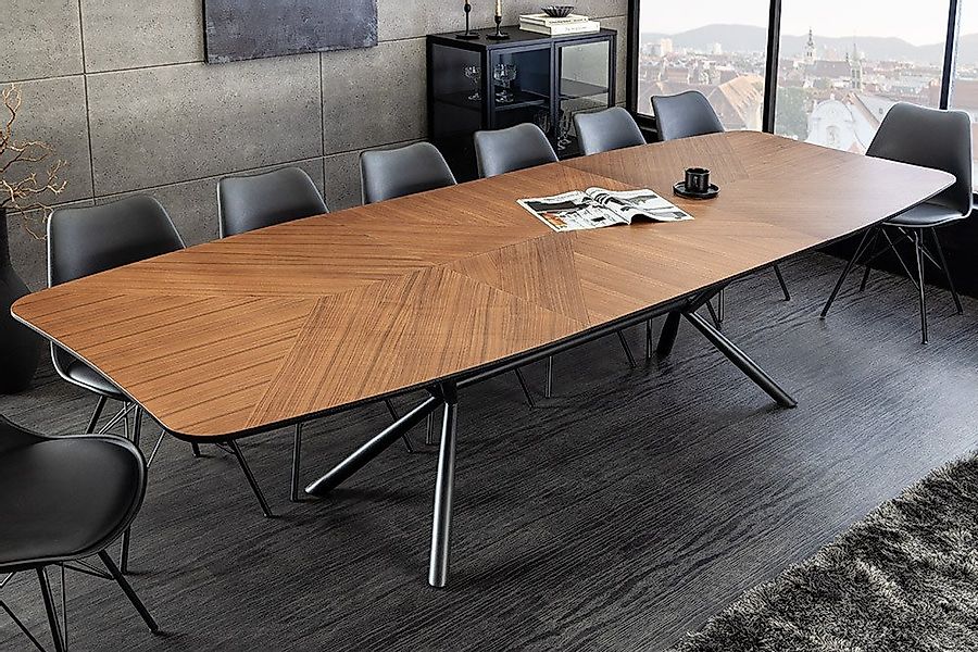 riess-ambiente Esstisch GRANDEZZA 180-270cm natur/schwarz - Walnussfurnier, günstig online kaufen