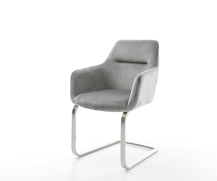 Freischwinger Pejo-Flex Samt Grau Freischwinger flach Edelstahl Taschenfede günstig online kaufen